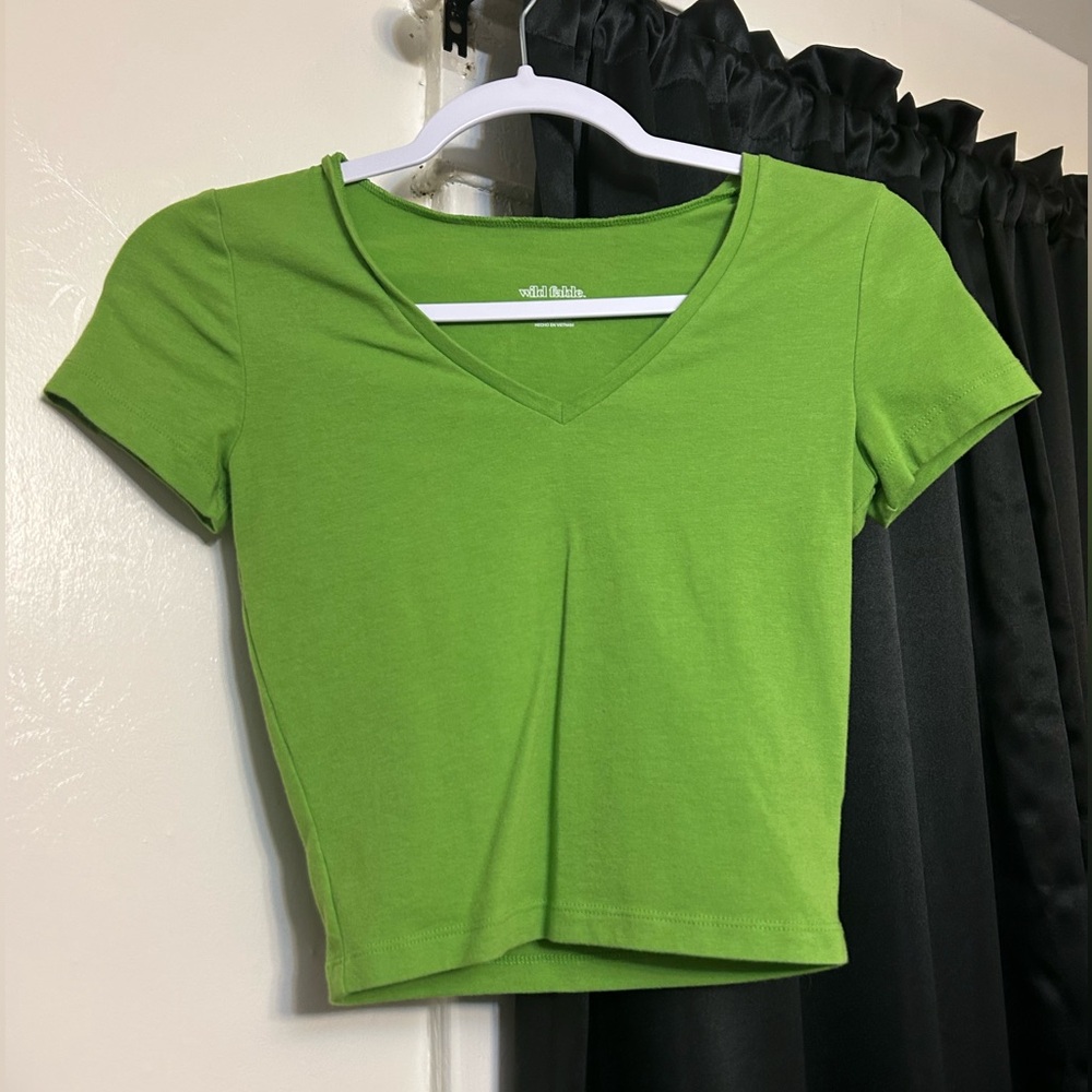 Wild Fable Bright Green V-Neck Crop Top